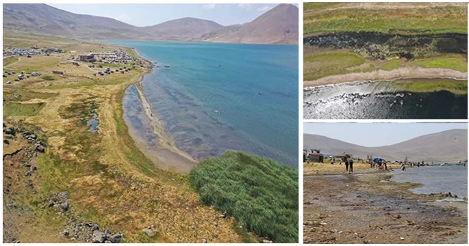 Ağrı'daki Balık Gölü'nün suyu bu sene de çekildi