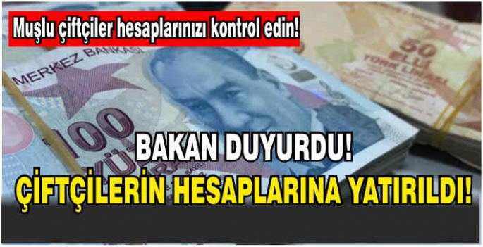 Bakan duyurdu! Çiftçilerin hesaplarına yatırıldı