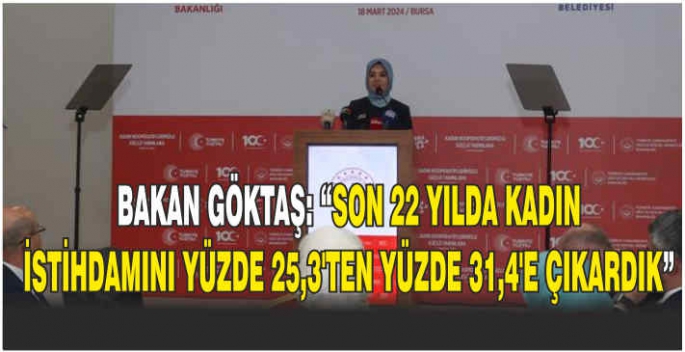 Bakan Göktaş: “Son 22 yılda kadın istihdamını yüzde 25,3’ten yüzde 31,4’e çıkardık”