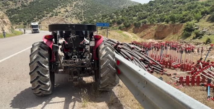 Bariyere çarpan traktördeki 3 kişi yaralandı