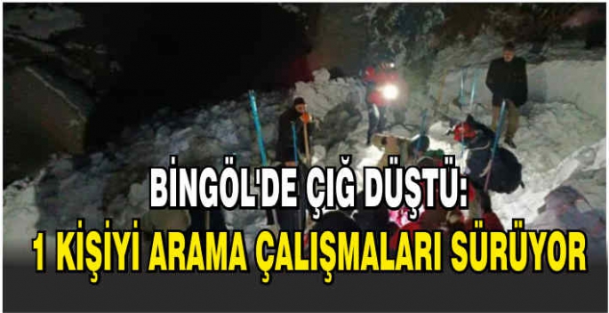 Bingöl'de çığ düştü: 1 kişiyi arama çalışmaları sürüyor