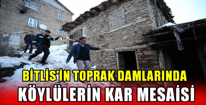 Bitlis'in toprak damlarında köylülerin kar mesaisi