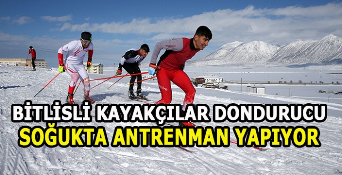 Bitlisli kayakçılar dondurucu soğukta antrenman yapıyor 