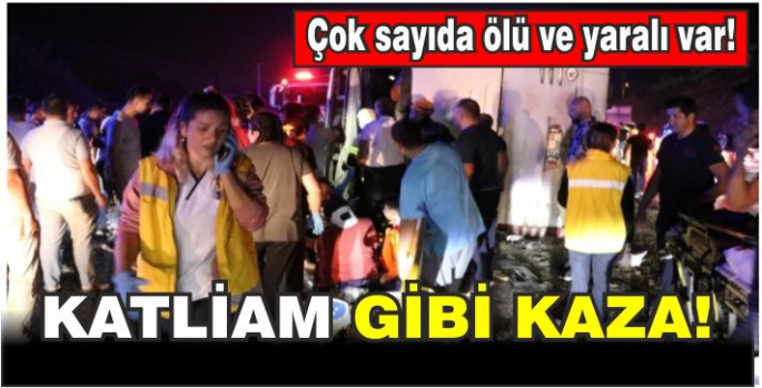 Denizli'de otobüsün minibüs ve hafif ticari araca çarpmasıyla 3 kişi öldü, 45 kişi yaralandı