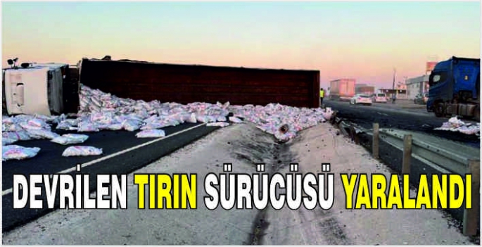 Devrilen tırın sürücüsü yaralandı