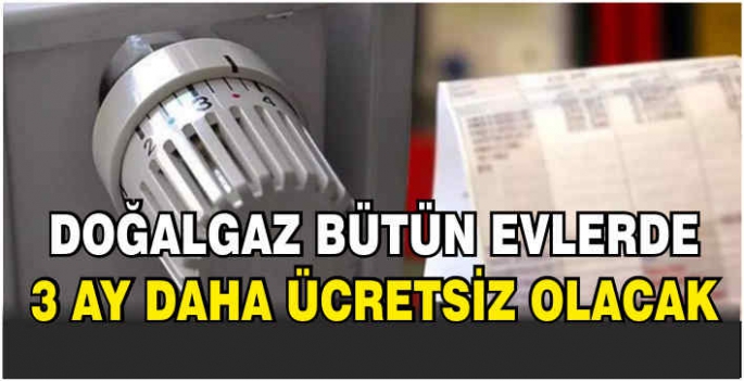 Doğalgaz bütün evlerde 3 ay daha ücretsiz olacak