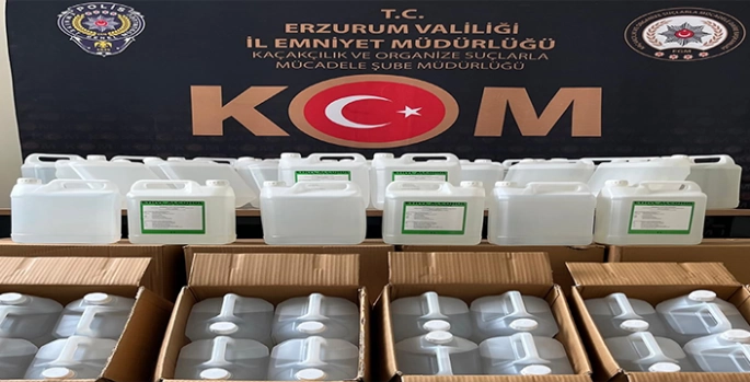 Erzurum'da 350 litre kaçak etil alkol ele geçirildi