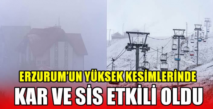 Erzurum'un yüksek kesimlerinde kar ve sis etkili oldu