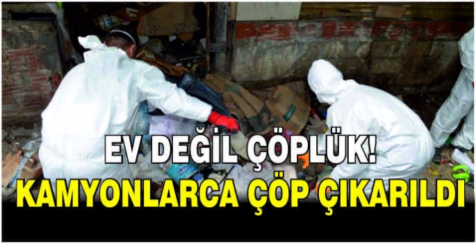 Ev değil çöplük! Kamyonlarca çöp çıkarıldı