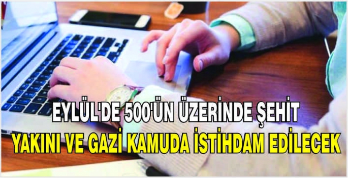  Eylül’de 500'ün üzerinde şehit yakını ve gazi kamuda istihdam edilecek