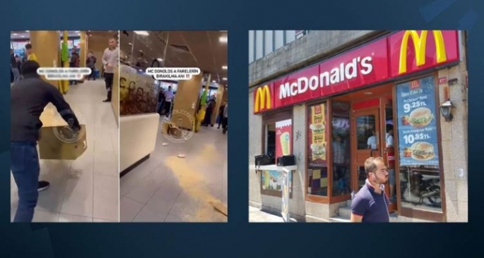 Fareleri McDonald's şubesinin içine fırlattı!