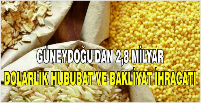 Güneydoğu'dan 2,8 milyar dolarlık hububat ve bakliyat ihracatı