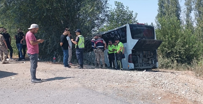 Iğdır'da yolcu otobüsü yoldan çıkıp ağaca çarptı