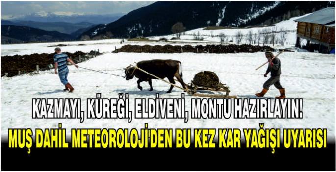 Kazmayı, küreği, eldiveni, montu hazırlayın! Muş dahil meteoroloji'den bu kez kar yağışı uyarısı