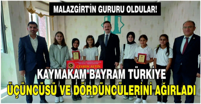 Malazgirt'in gururu oldular! Kaymakam Bayram Türkiye üçüncüsü ve dördüncülerini ağırladı