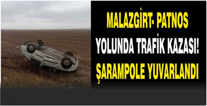 Malazgirt- Patnos yolunda trafik kazası! Şarampole yuvarlandı