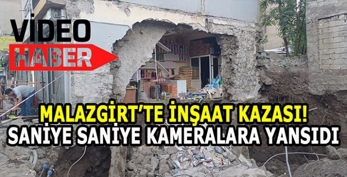 Malazgirt’te inşaat kazası: İş yeri duvarı saniyeler içinde yıkıldı! Yıkılma anı kameralara yansıdı