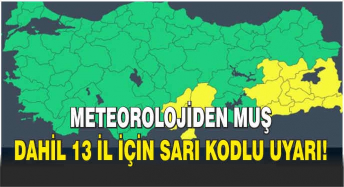 Meteorolojiden Muş dahil 13 il için sarı kodlu uyarı!