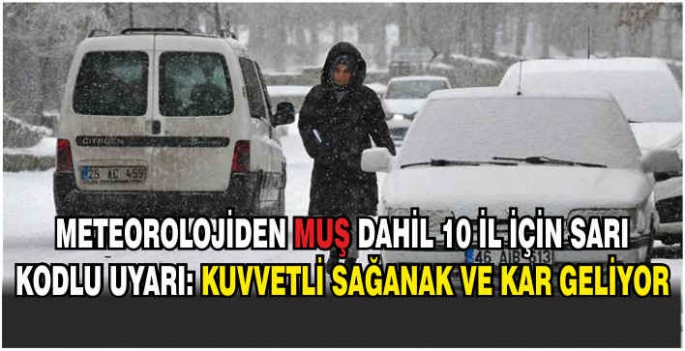 Meteorolojiden Muş dahil 10 il için sarı kodlu uyarı: Kuvvetli sağanak ve kar geliyor