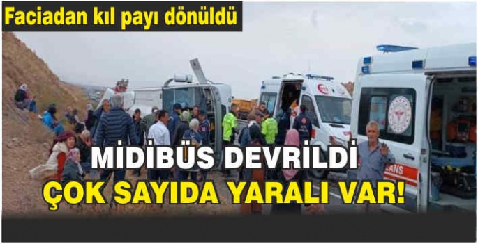 Midibüs devrildi: Çok sayıda yaralı var!