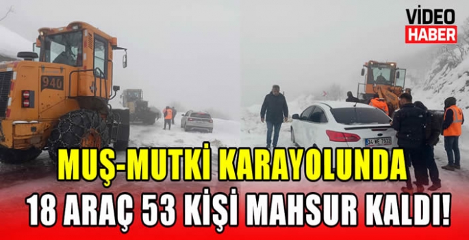 Muş-Mutki karayolunda 18 araç 53 kişi mahsur kaldı!