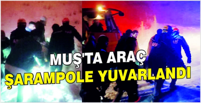 Muş’ta araç şarampole yuvarlandı