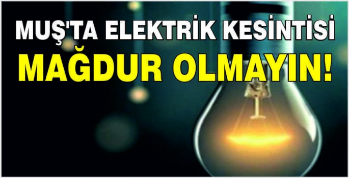 Muş'ta elektrik kesintisi: Mağdur olmayın!