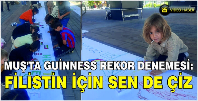 Muş'ta Guinness rekor denemesi: Filistin için sen de çiz