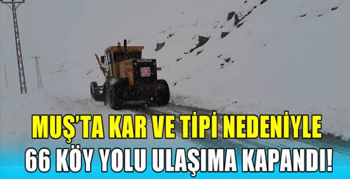 Muş'ta kar ve tipi nedeniyle 66 köy yolu ulaşıma kapandı!