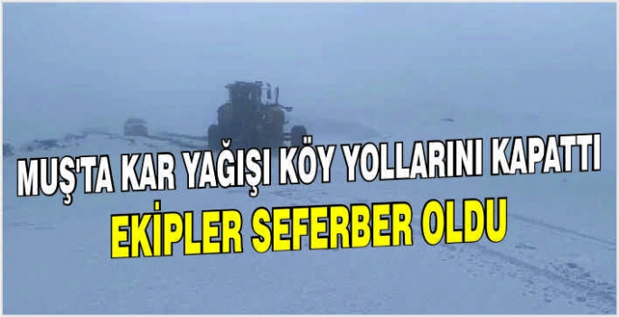 Muş’ta kar yağışı köy yollarını kapattı: Ekipler seferber oldu