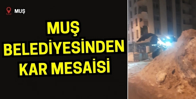 Muş'ta karla mücadele: Belediye ekiplerinden gece mesaisi! 