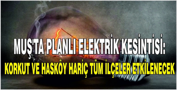 Muş’ta planlı elektrik kesintisi: Korkut ve Hasköy hariç tüm ilçeler etkilenecek