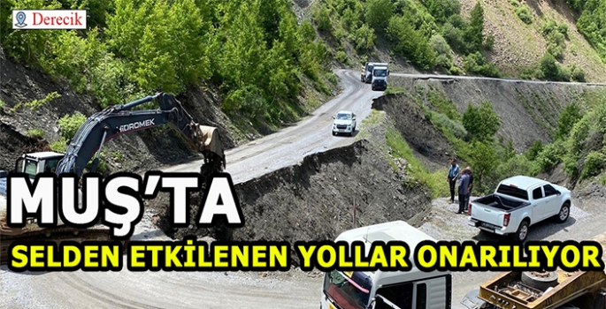 Muş'ta selden hasar gören yollar onarılıyor