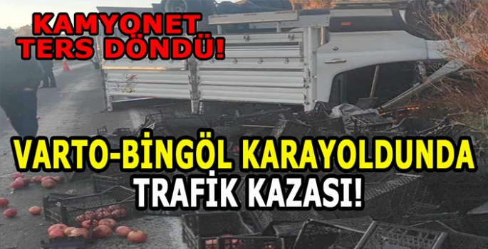 Muş’ta trafik kazası: Meyve yüklü kamyon devrildi!