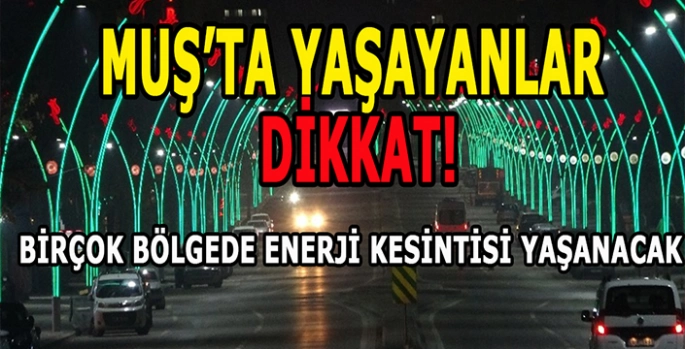 Muş’ta yaşayanlar dikkat! Birçok bölgede enerji kesintisi yaşanacak