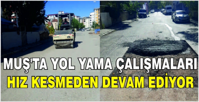 Muş'ta yol yama çalışmaları hız kesmeden devam ediyor