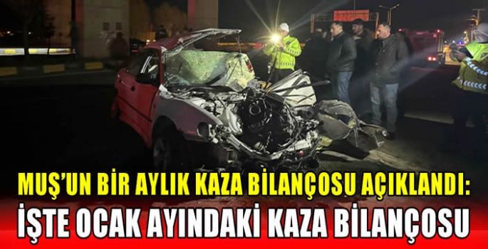 Muş’un bir aylık kaza bilançosu açıklandı: İşte ocak ayındaki kaza bilançosu…