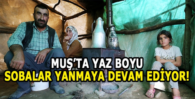 Muş’un muhteşem doğası şaşırtmaya devam ediyor: Yazın bile soba yakıyorlar