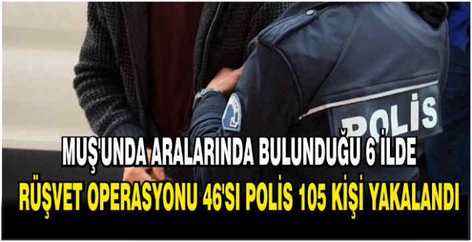 Muş’unda aralarında bulunduğu 6 ilde rüşvet operasyonu: 46'sı polis 105 kişi yakalandı