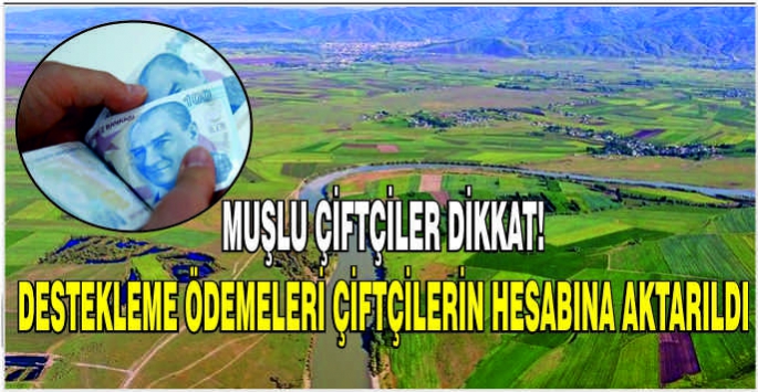 Muşlu çiftçiler dikkat! Destekleme ödemeleri çiftçilerin hesabına aktarıldı