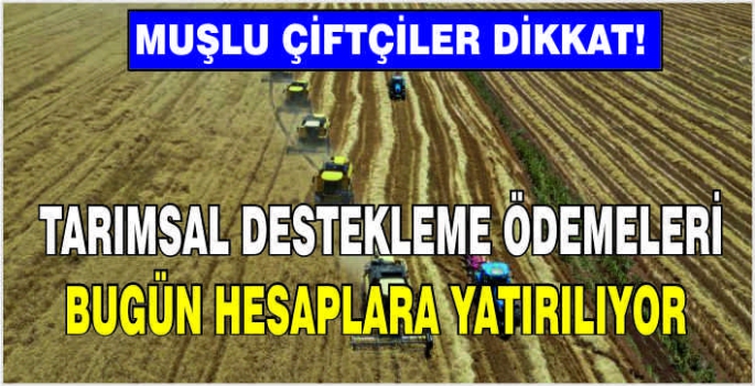 Muşlu çiftçiler dikkat! Tarımsal destekleme ödemeleri bugün hesaplara yatırılıyor