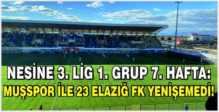 Nesine 3. Lig 1. Grup 7. Hafta: Muşspor ile 23 Elazığ FK yenişemedi!