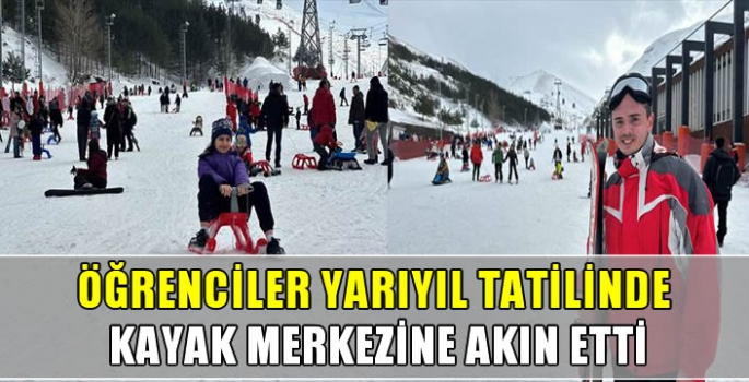 Öğrenciler yarıyıl tatilinde kayak merkezine akın etti