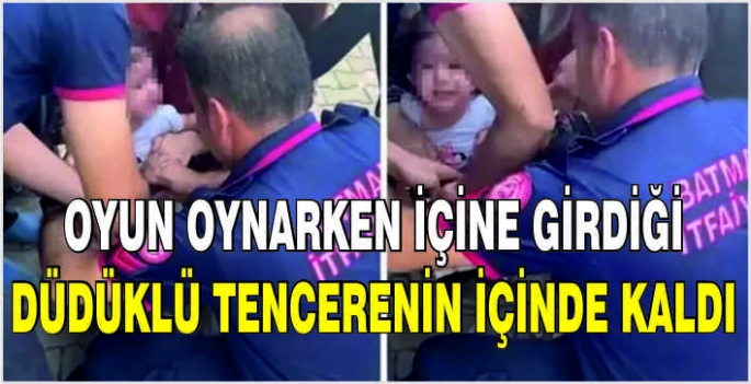 Oyun oynarken içine girdiği düdüklü tencerenin içinde kaldı