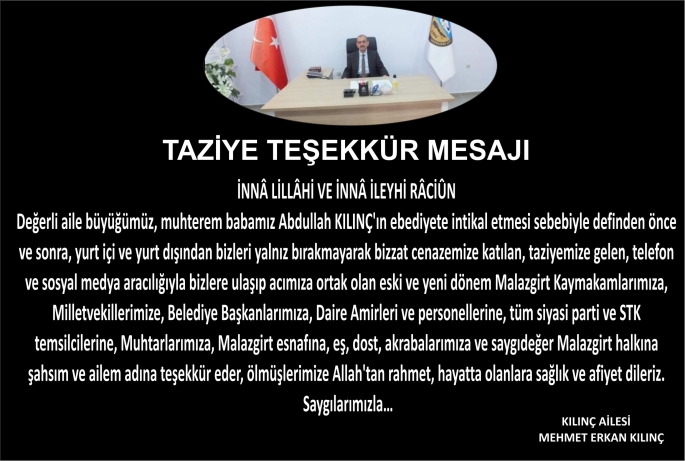 TAZİYE TEŞEKKÜR MESAJI