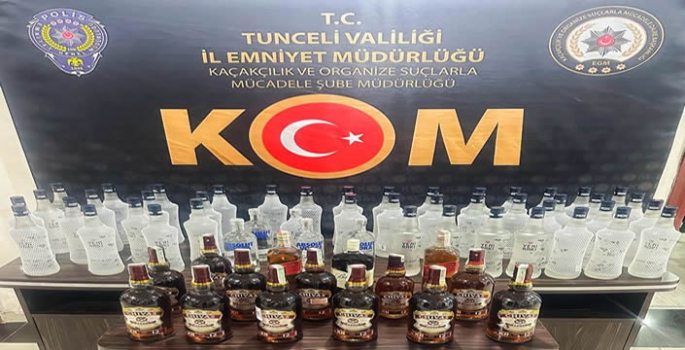 Tunceli'de 63 şişe kaçak içki ele geçirildi