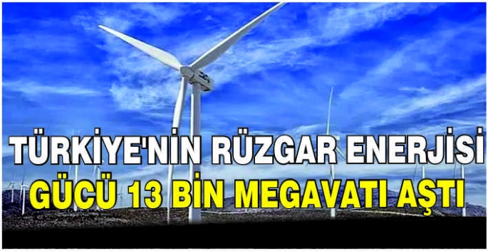 Türkiye'nin rüzgar enerjisi gücü 13 bin megavatı aştı