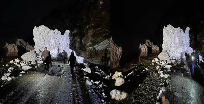 Van'da kara yoluna çığ düştü! Yol ulaşıma kapandı