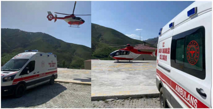  Van'da rahatsızlanan hasta ambulans helikopterle hastaneye kaldırıldı