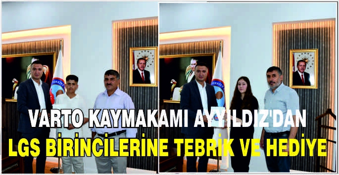  Varto Kaymakamı Ayyıldız'dan LGS birincilerine tebrik ve hediye